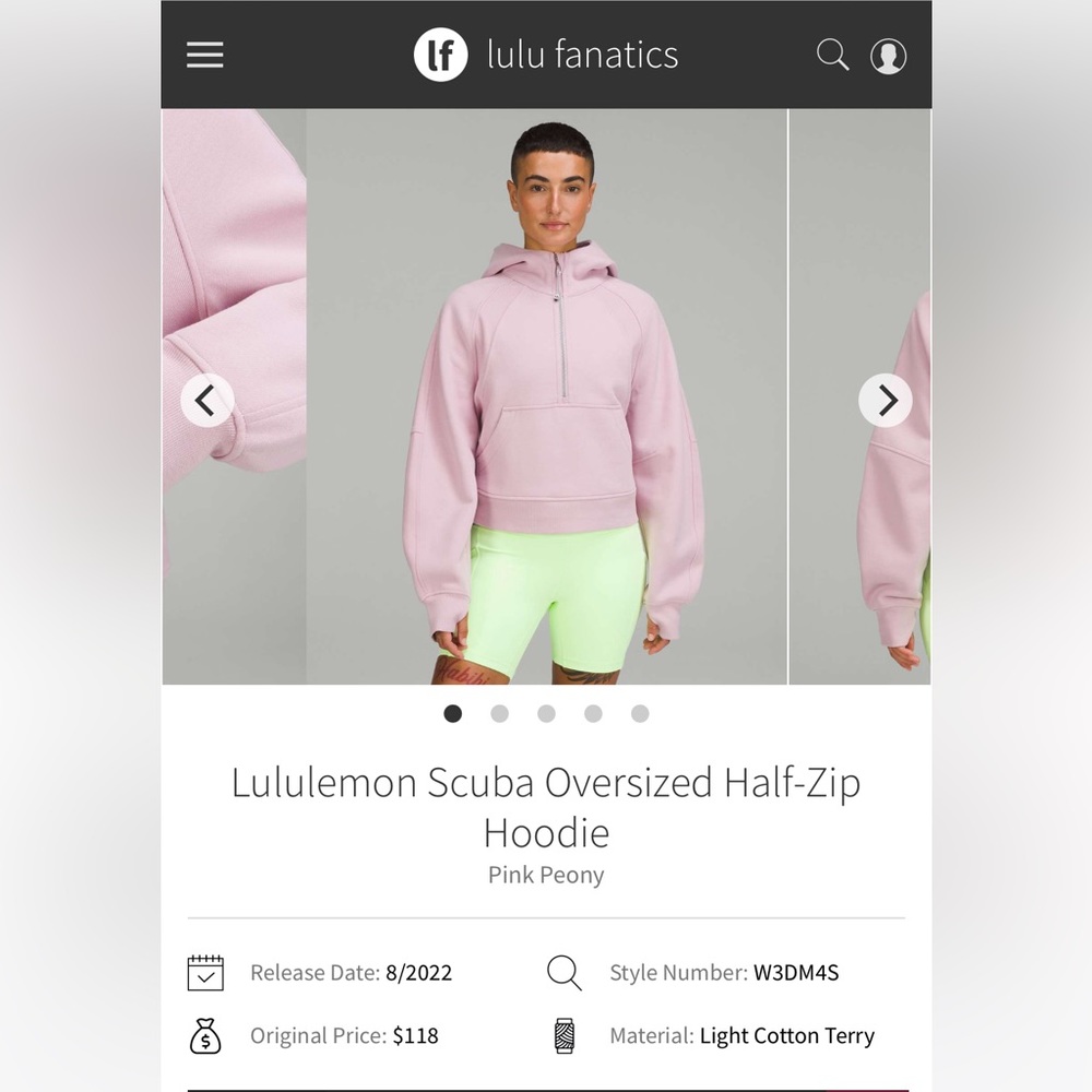 Lululemon Scuba Oversized Half-Zip M/L Hoodie- Pink Peony